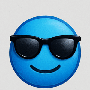 Cool blue emoji with glasses