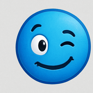 Winky blue emoji