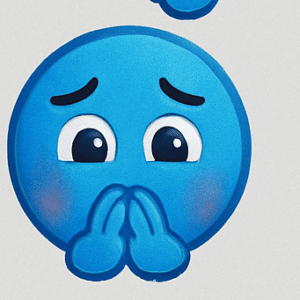 Shy blue emoji
